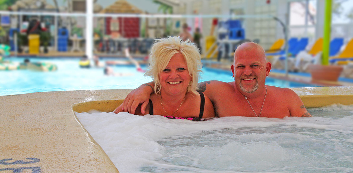 Parents in hot tub